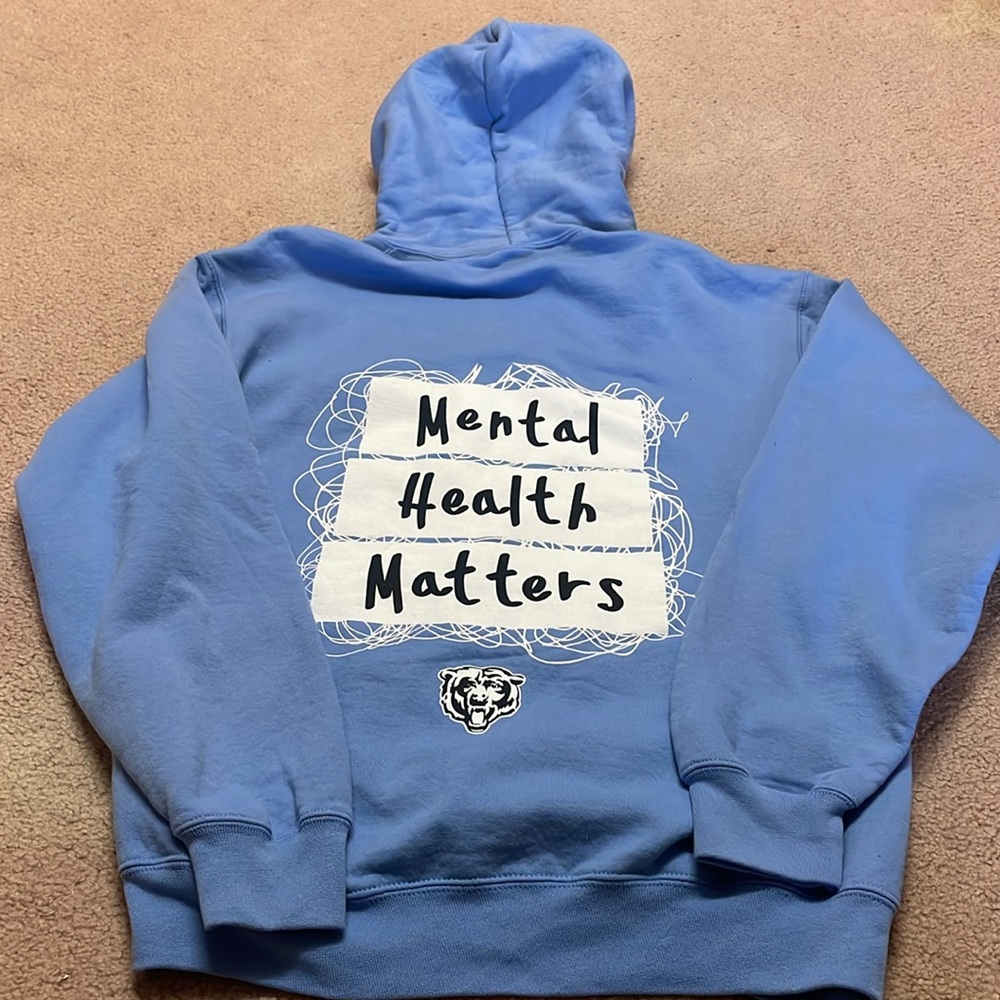 Slogan fleece hoodie size m